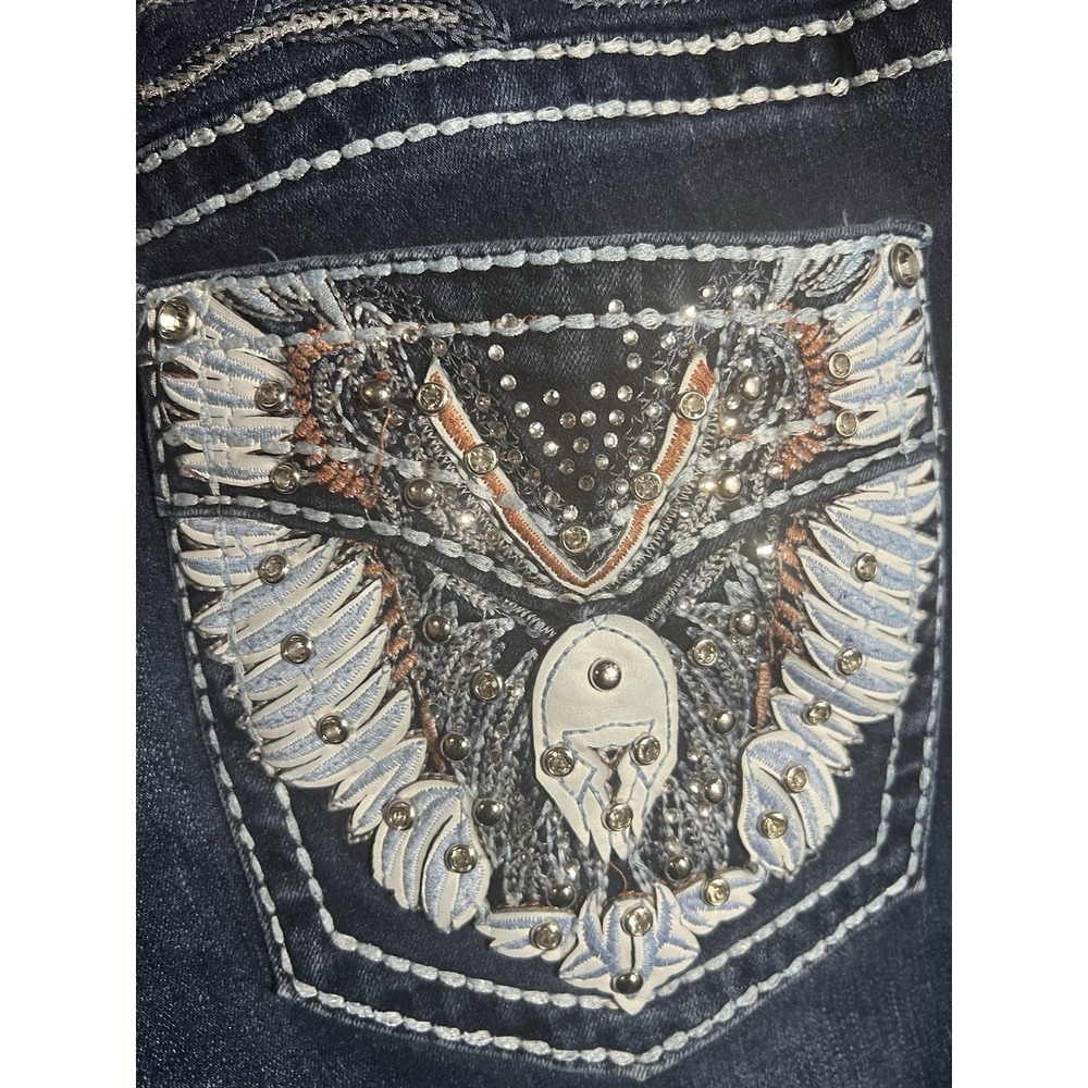 Y Jeans Los Angeles Womens 15 / 16 Flare Embellished Rhinestones Wings Studded - Picture 6 of 6